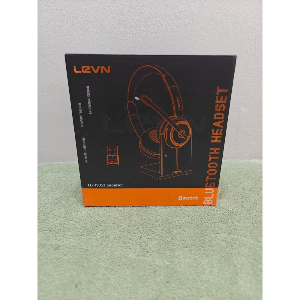 LEVN LE-HS013 Superior Bluetooth Headset AI Noise Cancelling Charging Base NEW
